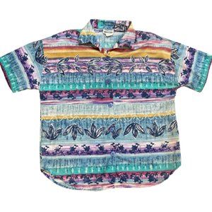 Vintage Tropical Abstract Top Teal Shoulder Pads